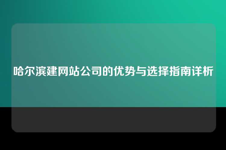 哈尔滨建网站公司的优势与选择指南详析