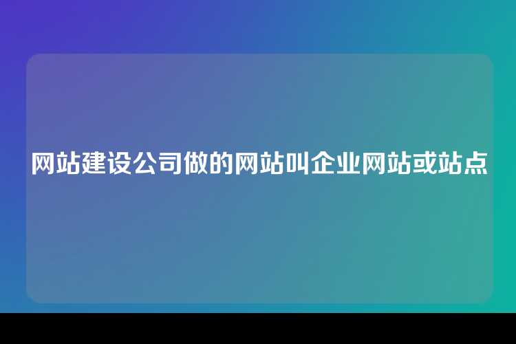 网站建设公司做的网站叫企业网站或站点