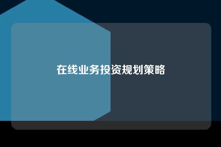 在线业务投资规划策略
