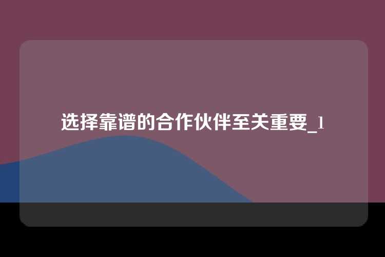 选择靠谱的合作伙伴至关重要_1