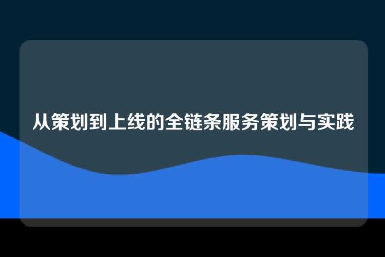 从策划到上线的全链条服务策划与实践