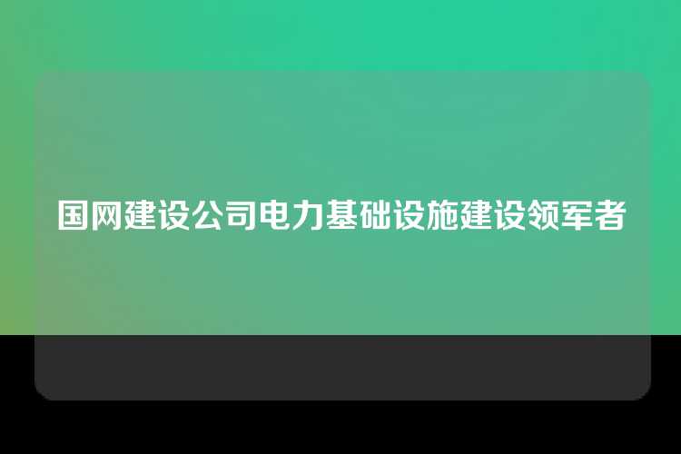 国网建设公司电力基础设施建设领军者