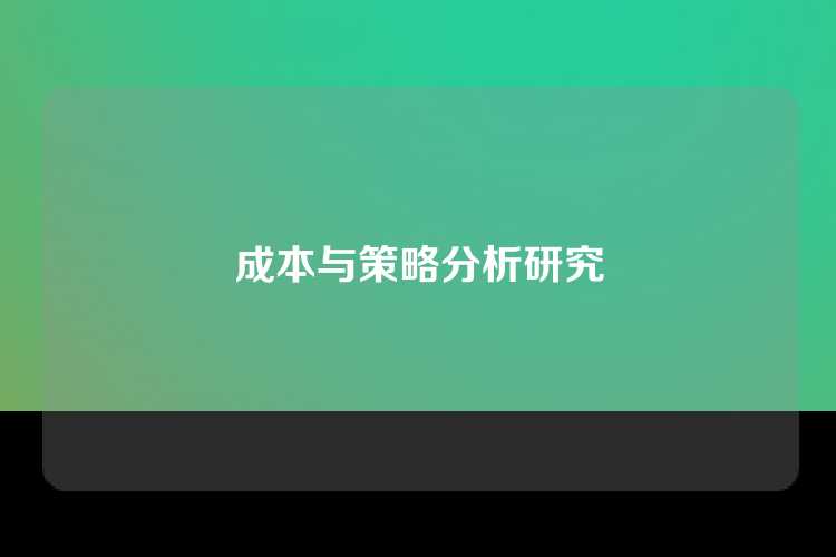 成本与策略分析研究