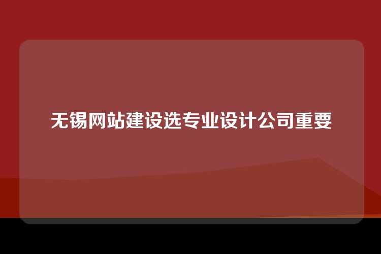 无锡网站建设选专业设计公司重要