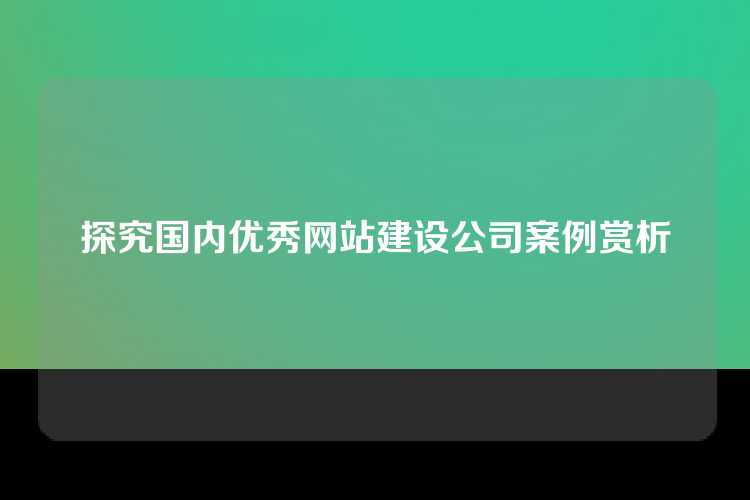 探究国内优秀网站建设公司案例赏析