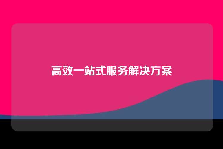 高效一站式服务解决方案