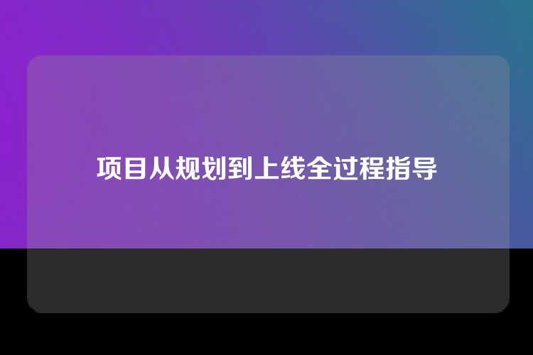 项目从规划到上线全过程指导