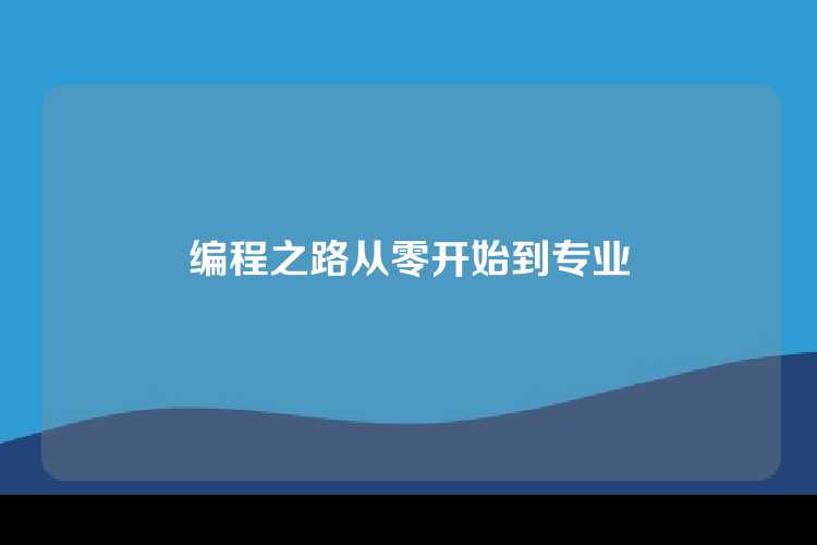 编程之路从零开始到专业