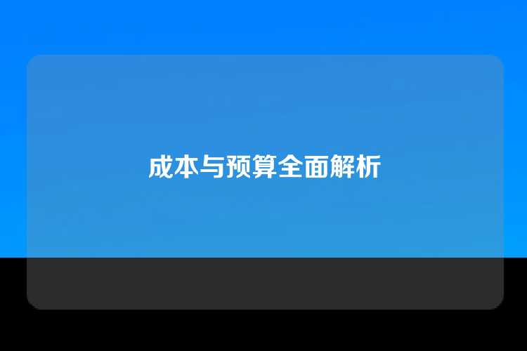 成本与预算全面解析