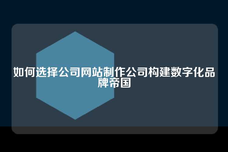 如何选择公司网站制作公司构建数字化品牌帝国