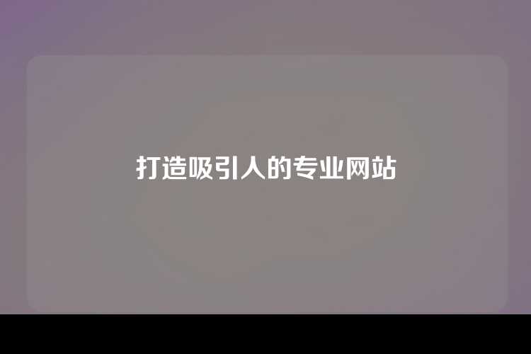 打造吸引人的专业网站
