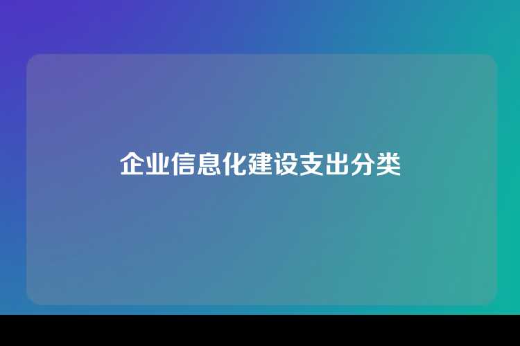 企业信息化建设支出分类