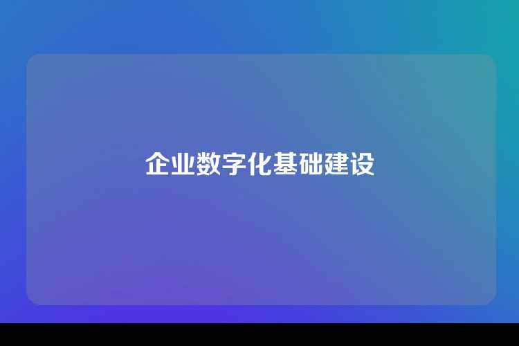 企业数字化基础建设