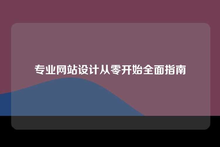 专业网站设计从零开始全面指南