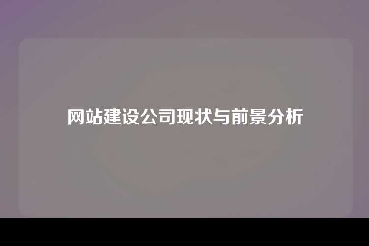 网站建设公司现状与前景分析