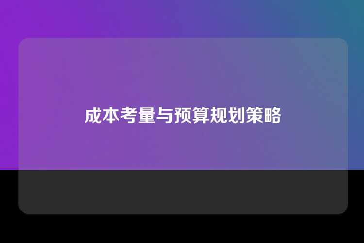 成本考量与预算规划策略