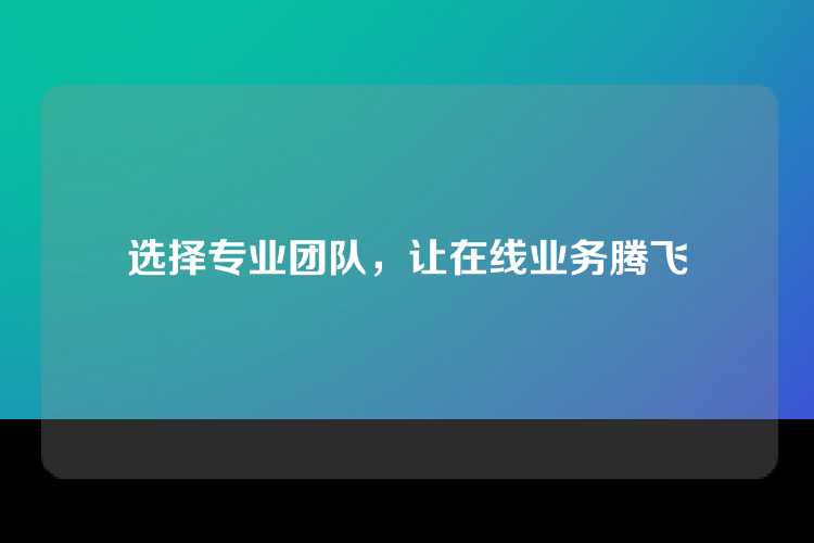 选择专业团队，让在线业务腾飞