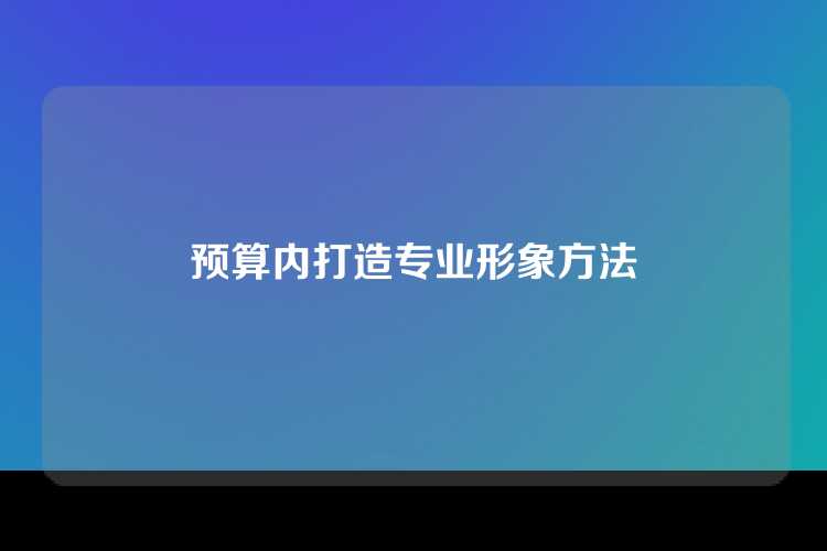 预算内打造专业形象方法