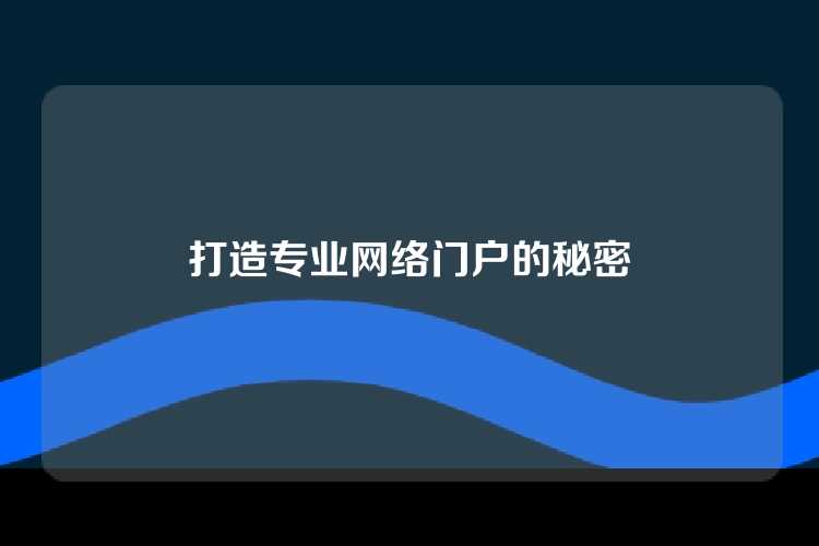 打造专业网络门户的秘密