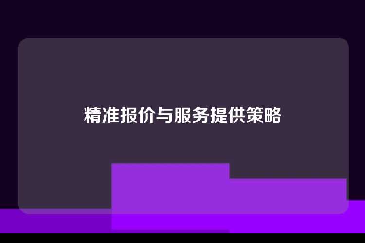 精准报价与服务提供策略