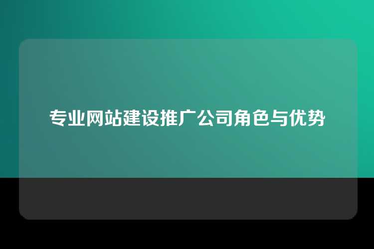 专业网站建设推广公司角色与优势
