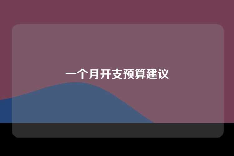 一个月开支预算建议