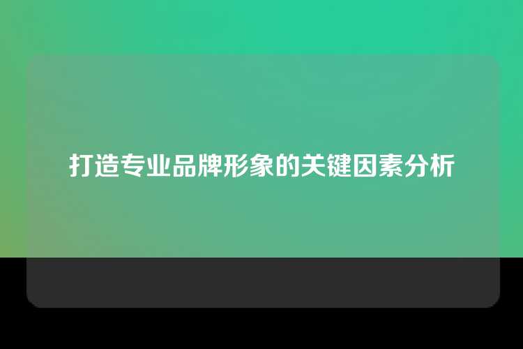 打造专业品牌形象的关键因素分析