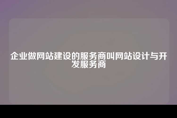 企业做网站建设的服务商叫网站设计与开发服务商