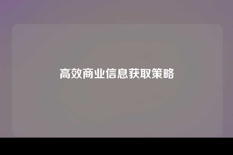 高效商业信息获取策略