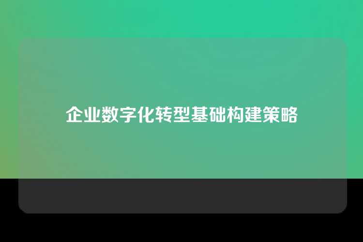 企业数字化转型基础构建策略