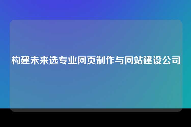 构建未来选专业网页制作与网站建设公司