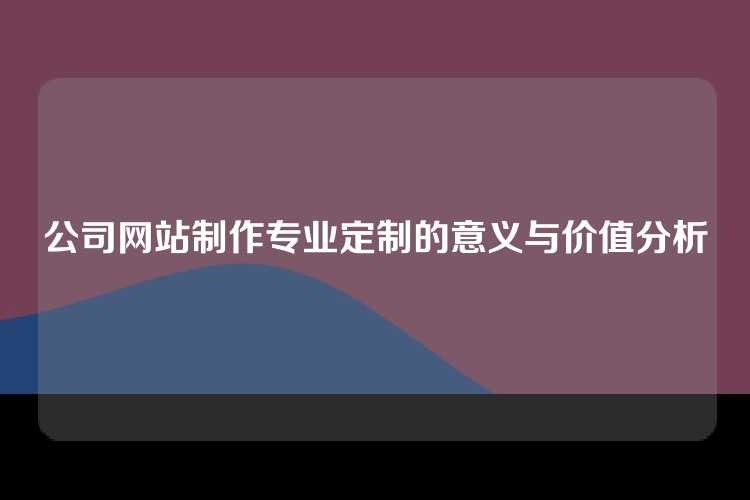 公司网站制作专业定制的意义与价值分析