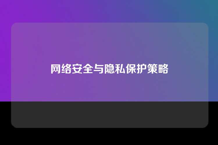 网络安全与隐私保护策略