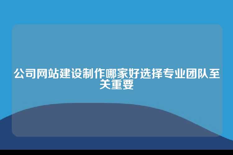 公司网站建设制作哪家好选择专业团队至关重要