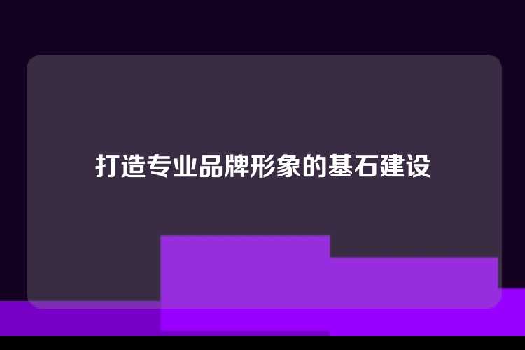 打造专业品牌形象的基石建设