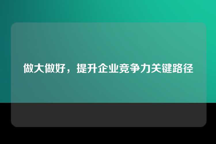 做大做好，提升企业竞争力关键路径