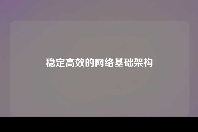 稳定高效的网络基础架构