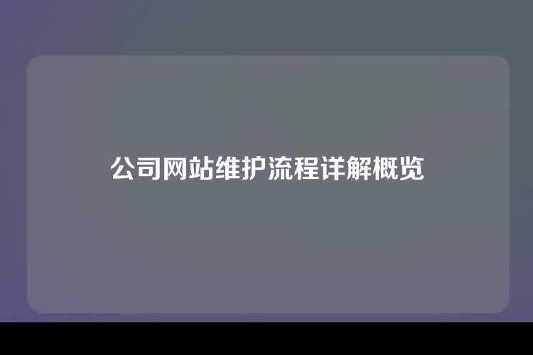 公司网站维护流程详解概览
