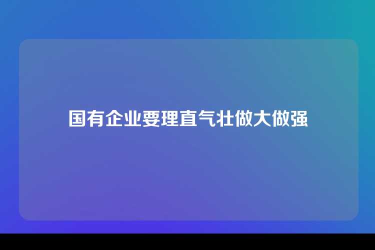 国有企业要理直气壮做大做强