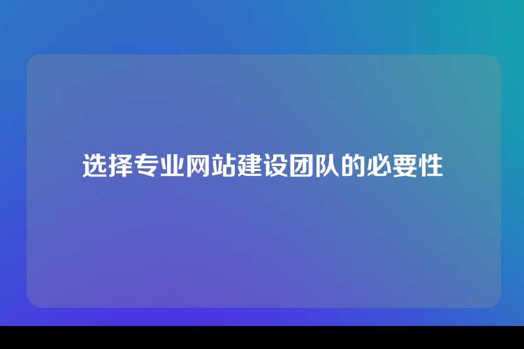 选择专业网站建设团队的必要性