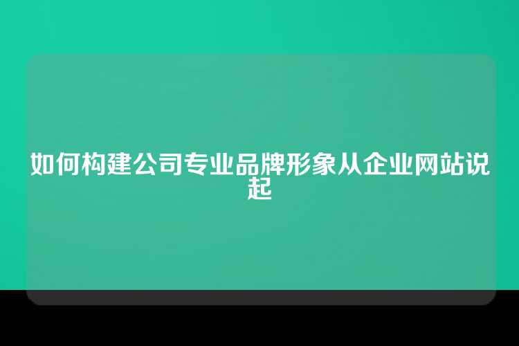 如何构建公司专业品牌形象从企业网站说起