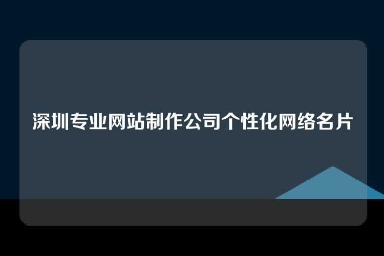 深圳专业网站制作公司个性化网络名片
