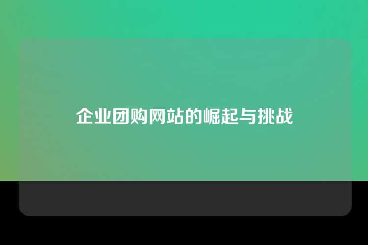 企业团购网站的崛起与挑战
