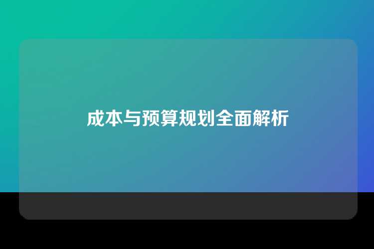 成本与预算规划全面解析
