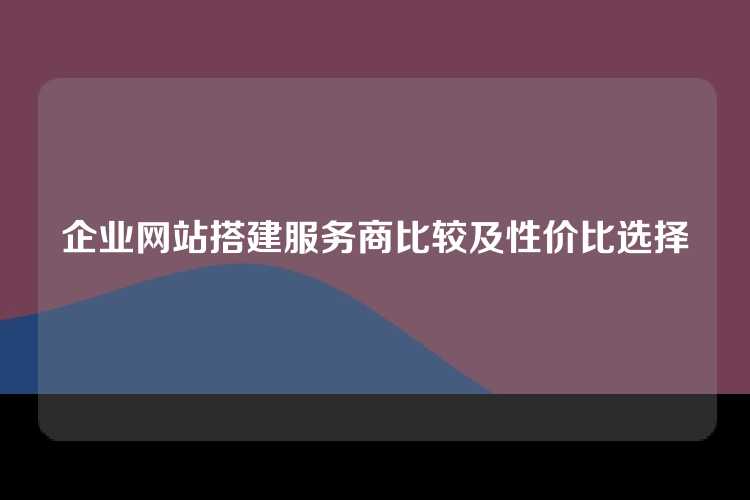 企业网站搭建服务商比较及性价比选择