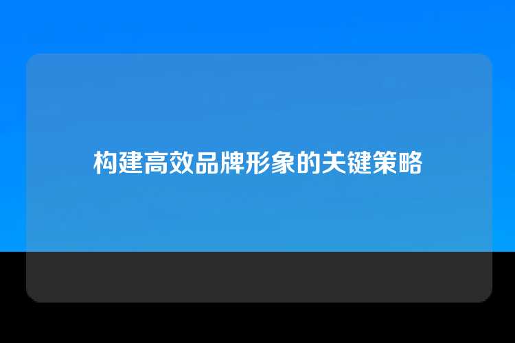 构建高效品牌形象的关键策略