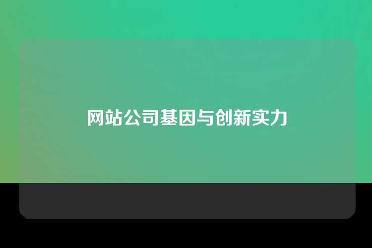 网站公司基因与创新实力