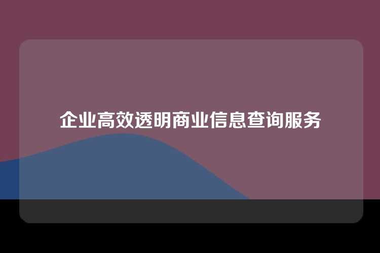 企业高效透明商业信息查询服务