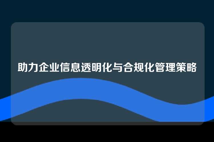 助力企业信息透明化与合规化管理策略