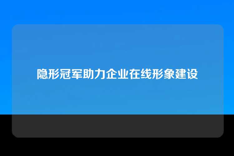 隐形冠军助力企业在线形象建设
